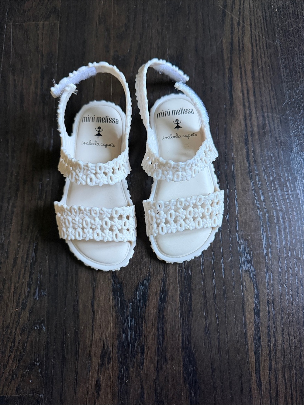 Mini Melissa Cream Crochet Strap Sandals for Kids